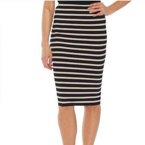 VINCE CAMUTO BLACK STRIPE MIDI SKIRT